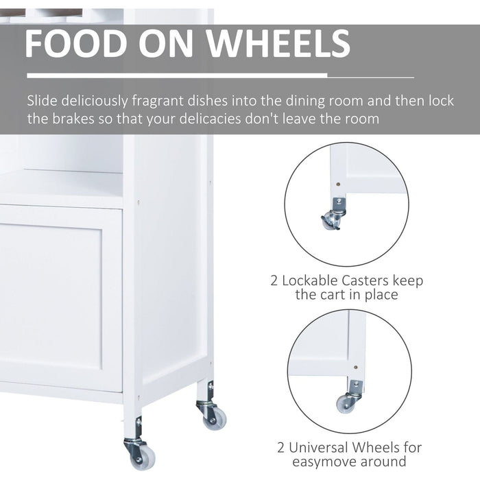 Kitchen Storage Trolley Sideboard with Wine Racks - White - Green4Life