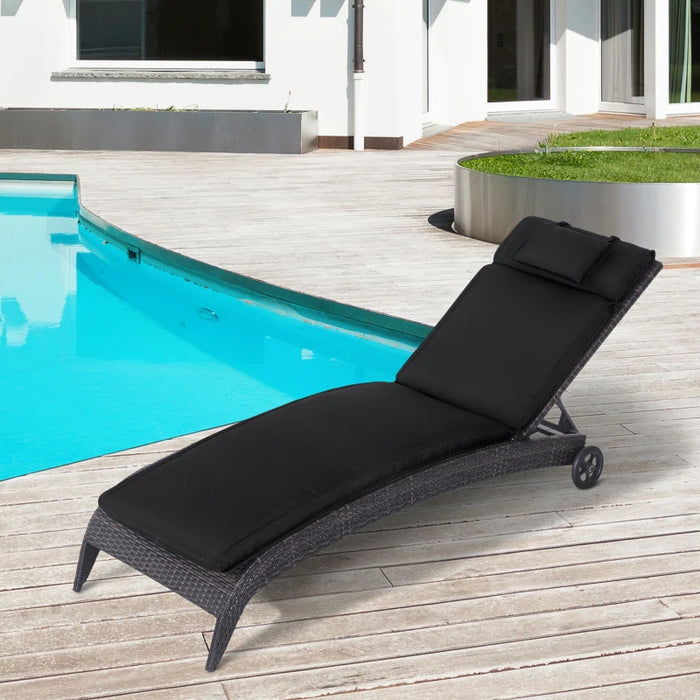 Sun Lounger Cushion - Black - Outsunny