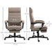 Vinsetto High-Back Linen-Feel Home Office Chair with Adjustable Height, Footrest and Padded Armrests - Brown - Green4Life