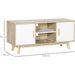 Wood-Effect TV Cabinet with Storage Shelves - Natural/White - Green4Life