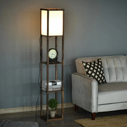 Floor Lamp with 3-Tier Shelves - Brown - Green4Life