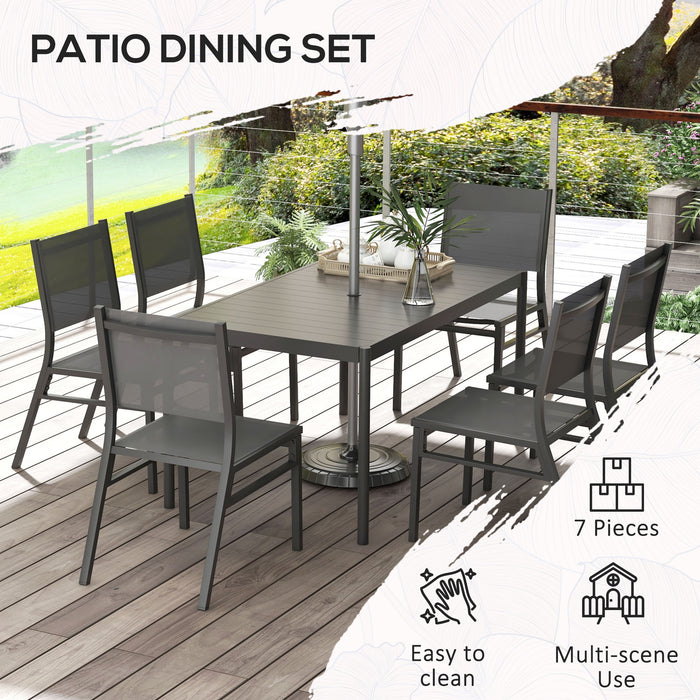 6-Seater Garden Dining Set - Dark Grey - Outsunny