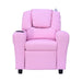 Cosy Pink Kids Recliner Armchair with Cup Holder - Green4Life