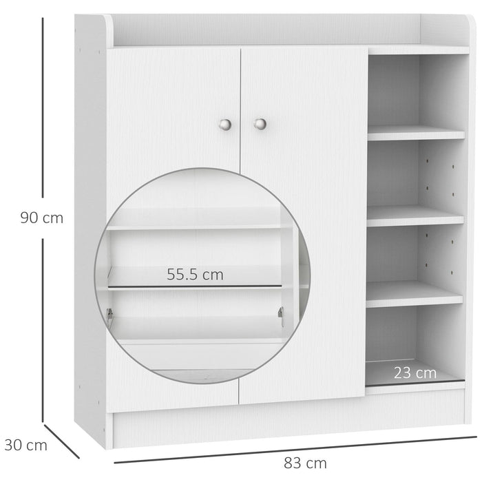 Shoe Storage Cabinet with 2 Doors and Adjustable 4 Shelves - White - Green4Life