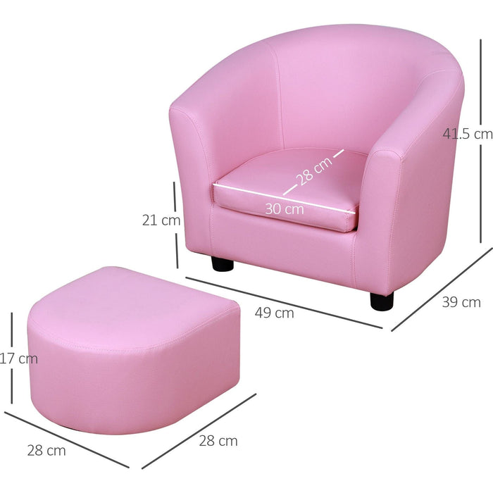 Pink Puff Toddler Armchair with Cushioned Comfort Footstool - Green4Life