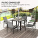 5-Piece Garden Dining Dining with Breathable Mesh Chairs and Glass Top Table - Grey - Outsunny - Green4Life