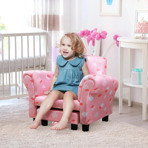 Pink Cloud Sky Cosy Kids Armchair with Footrest - Green4Life