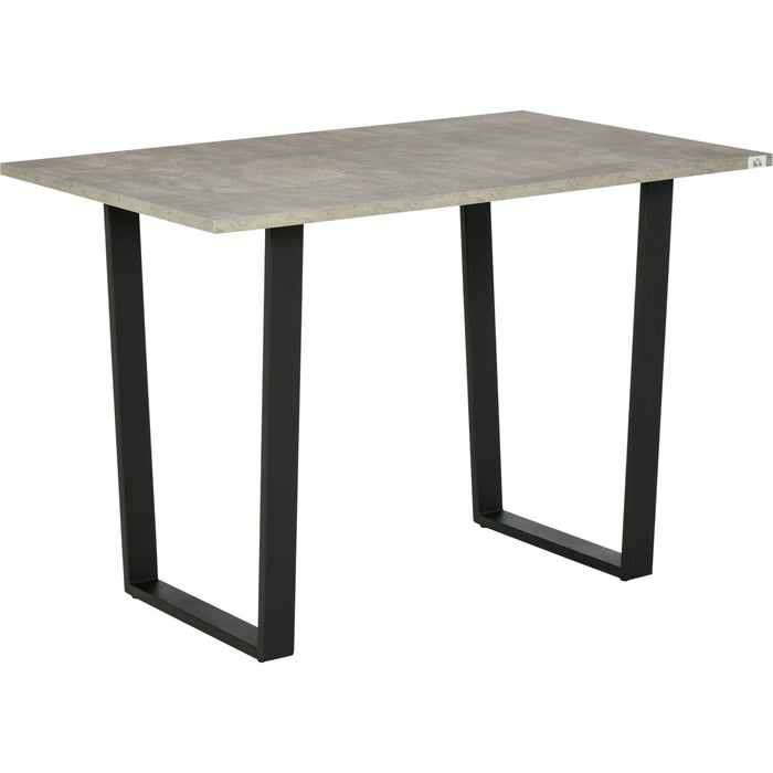 Modern Dining Table for 4 People, Cement Effect with U-Shaped Metal Legs - Light Grey - Green4Life