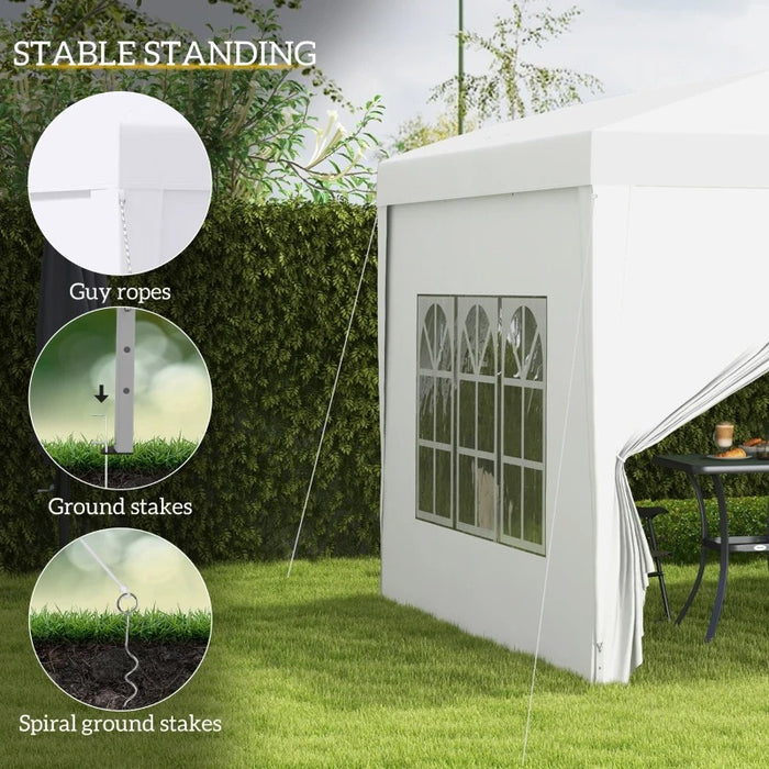 3 x 3m White Pop Up Gazebo with Windows & Carry Bag - Outsunny