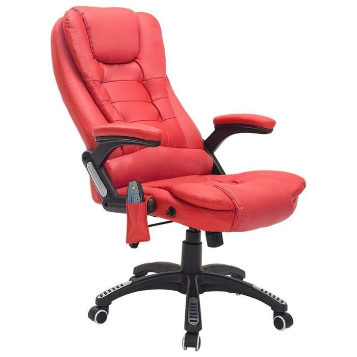 HOMCOM Faux Leather Reclining Massage Office Chair with Heat Points - Red - Green4Life