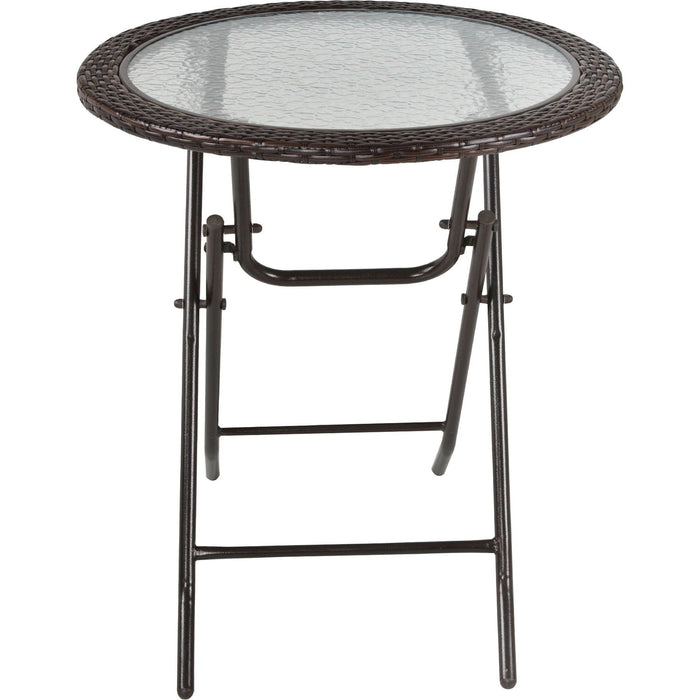 Outsunny Round Folding Table - Tempered Glass with Glass Top - Green4Life