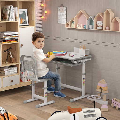 Grey Adjustable Study Suite - Kids Ergonomic Desk Set - Green4Life