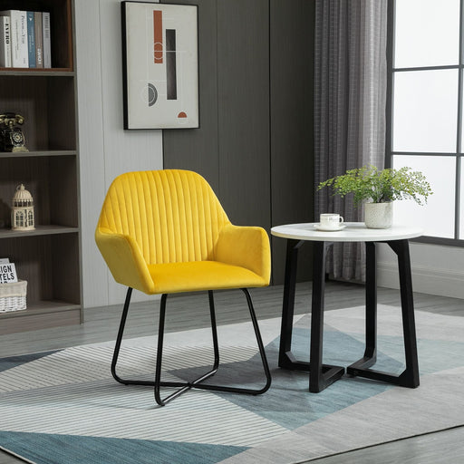 Upholstered Accent Armchair with Metal Base - Yellow - Green4Life