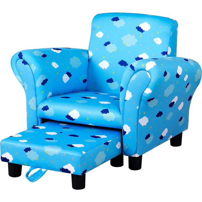 Starry Sky Blue Mini Sofa for Kids with Footrest - Green4Life