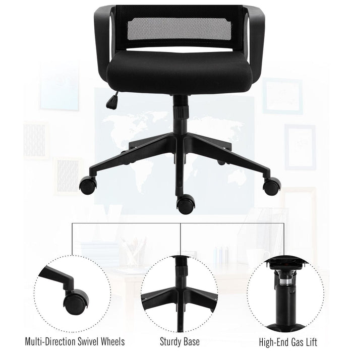 Mesh Swivel Office Chair with Lumbar Support, Adjustable Headrest & Height - Black - Green4Life