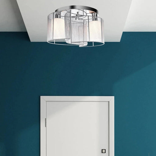 Ceiling Light Chandelier 40Wx25H cm, Chrome & White - Green4Life