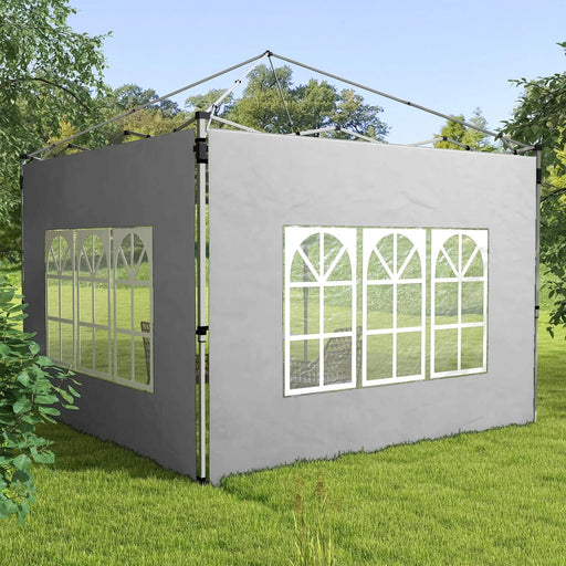 Outsunny Grey 3x3/3x4m Gazebo Side Walls with Windows - Green4Life