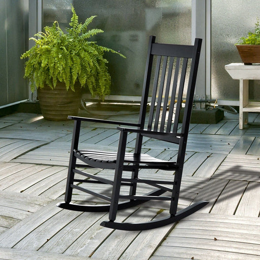 Timeless Wooden Rocking Chair - Black - Outsunny - Green4Life