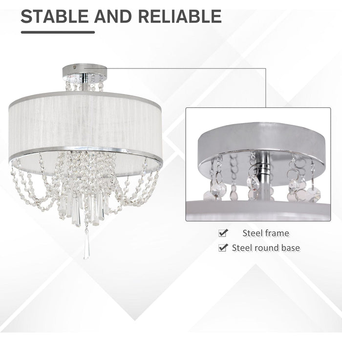 Chandelier with Pleated Fabric Lampshade - White - Green4Life