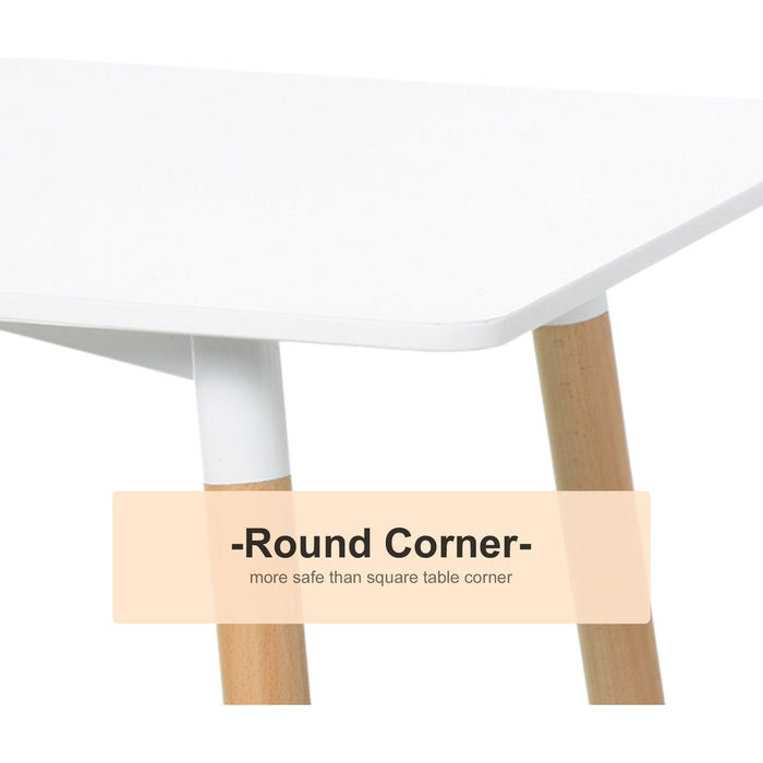 Scandinavian Style Dining Table with Wooden Legs - White (Chairs not included) - Green4Life