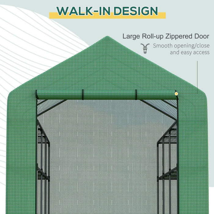 Outsunny Walk-in Greenhouse with 4 Tier Shelves 244L x 180W x 210H cm - Green - Green4Life