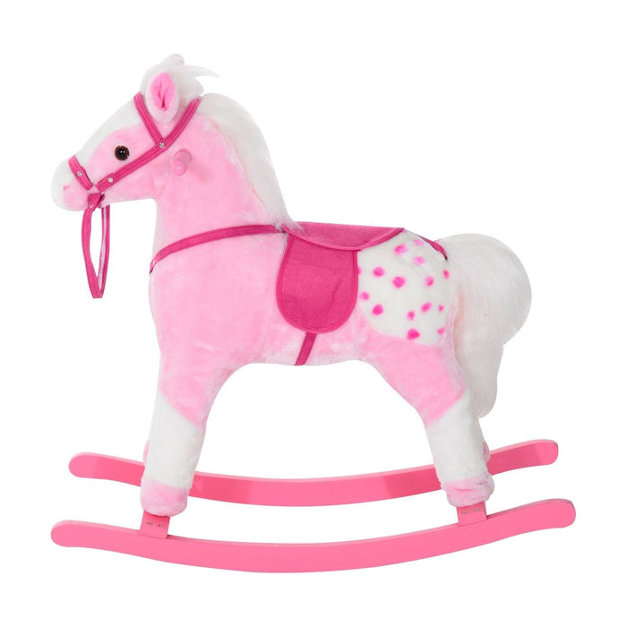 Childrens Plush Rocking Horse with Sound - Pink - Green4Life