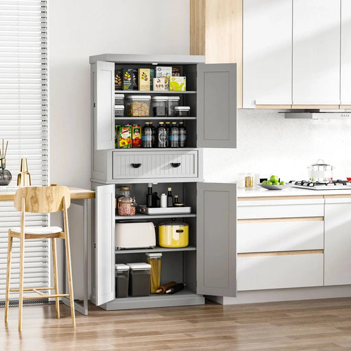 Traditional Freestanding Kitchen Cupboard Storage Cabinet - Grey - Green4Life