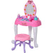 Kids Plastic Vanity Table Set with Sound Effects - Pink/White - Green4Life