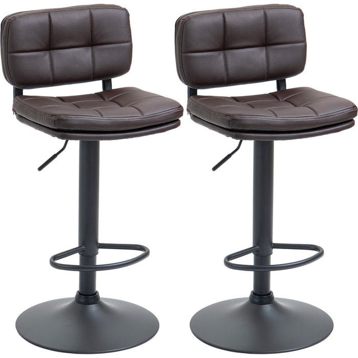 Set of 2 Adjustable Swivel Barstools with Footrest for Kitchen Counter and Home Bar - Brown - Green4Life