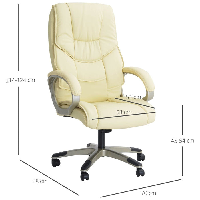 HOMCOM High Back PU Leather Office Chair - Cream - Green4Life