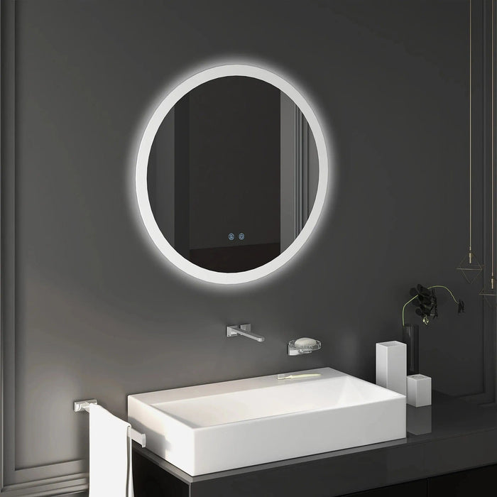 kleankin Round Bathroom Mirror with LED Lights, 3 Temperature Colours & Defogging Film 70 x 70 cm - Green4Life