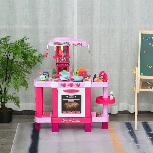 38-Piece Children's Kitchen Play Set with Sounds, Lights, Utensils, Pots & Pans - Pink - Green4Life