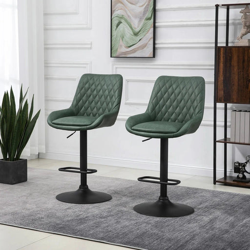 Set of 2 Adjustable Retro Bar Chairs with Swivel Seat - Dark Green - Green4Life