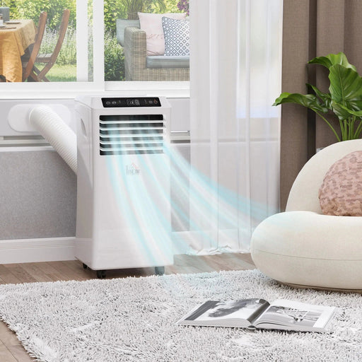 HOMCOM Portale Air Conditioner 1003W with Remote Control, LED Display, Cooling Dehumidifying Ventilating - White - Green4Life