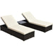 Outsunny 3-Piece Rattan Recliner Sun Lounger Set with Side Table - Brown/White - Green4Life