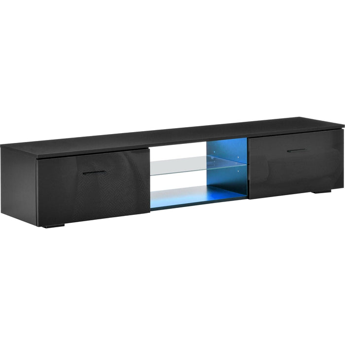 TV Stand Cabinet with High Gloss Finish & LED RGB Lights for TVs up to 55" - Black - Green4Life