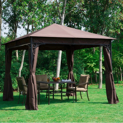 Outsunny 3x3m Compact Pavilion Gazebo - Coffee - Green4Life