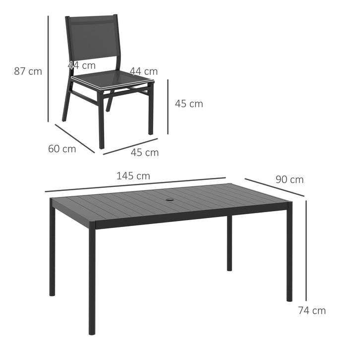 6-Seater Garden Dining Set - Dark Grey - Outsunny