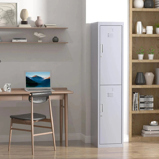 Vinsetto Locker Storage Cabinet with Shelves & Hanger Rails - Grey - Green4Life