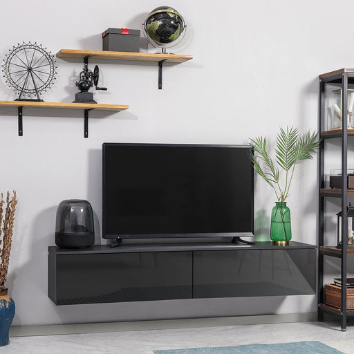 Wall Mounted TV Unit Stand for TVs up to 70" with High Gloss Finish - Grey/Black - Green4Life