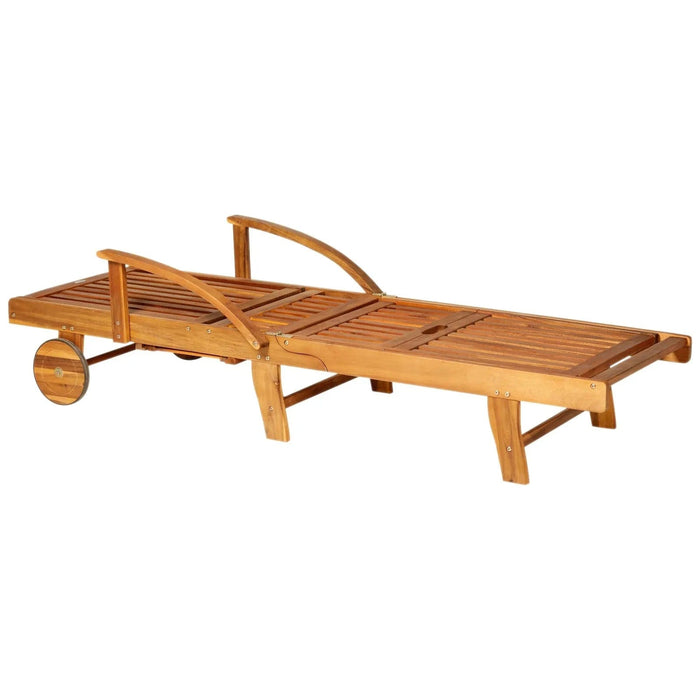 Modern Wooden Sun Lounger - Outsunny - Green4Life