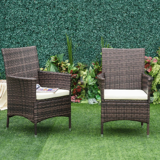 Cafe Charm Rattan Armchair Duo - Brown - Outsunny - Green4Life