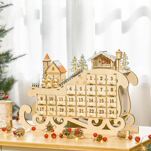 Wooden Sled Christmas Advent Calendar with Light - Green4Life