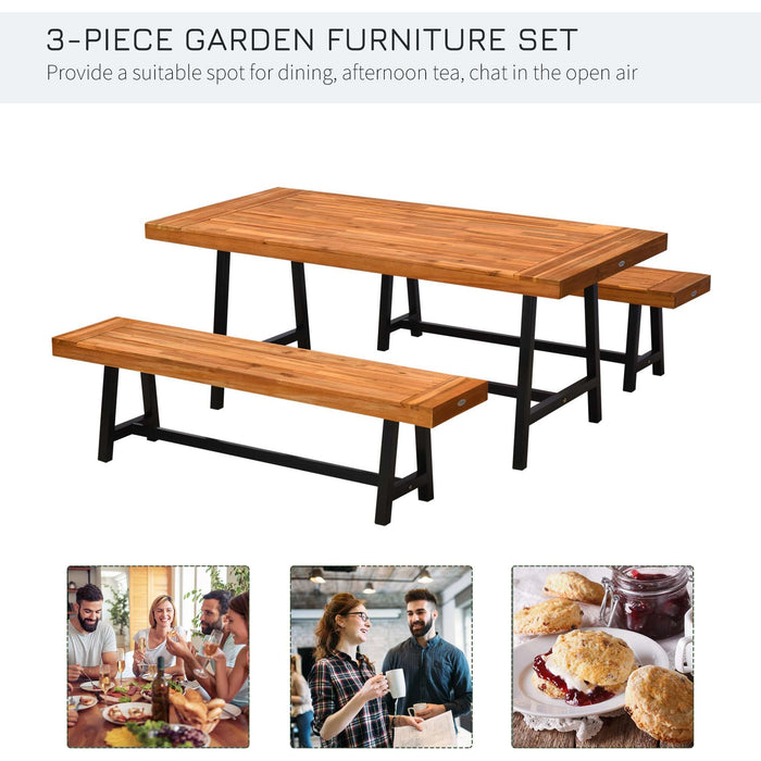 Acacia Wood Picnic Table & Benches - Outsunny - Green4Life