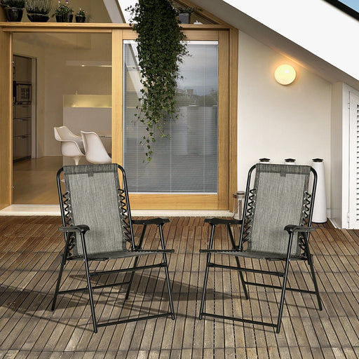 Set of 2 Grey Folding Outdoor Chairs - Outsunny - Green4Life