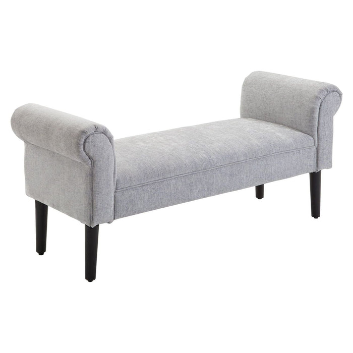Ottoman Bench with Wooden Legs - Grey - Green4Life