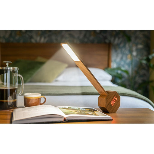 Cherry Wood Octagon One Plus Portable Alarm Clock Desk Light - Green4Life