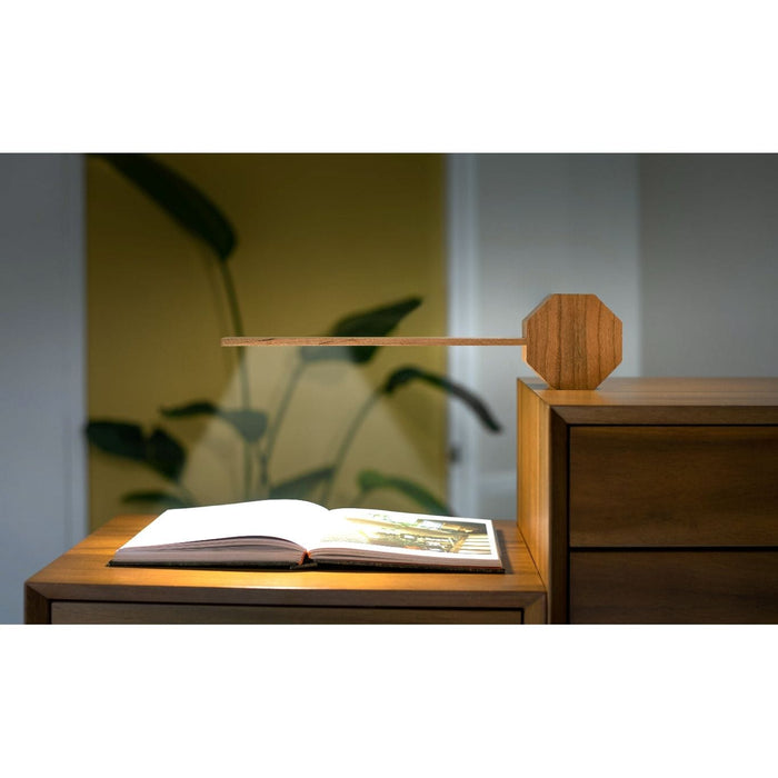 Cherry Wood Octagon One Plus Portable Alarm Clock Desk Light - Green4Life