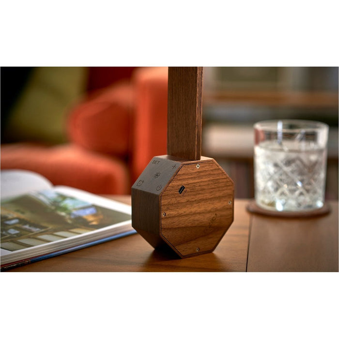 Walnut Wood Octagon One Plus Portable Alarm Clock Desk Light - Green4Life