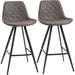 Set of 2 Vintage Style Bar Stools with Microfibre Fabric Upholstery & Padded Seats - Dark Grey - Green4Life